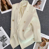 Fongt Metal Button Suit Jacket Female Fall 2024 New British Style Design Sense Double Breasted Korean Suit-Outfit