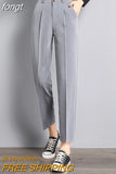 Pants Women Office Lady Ankle Length Autumn Solid Harem Trouser High Waist Fashion Harajuku Loose Elegant Youth Hot