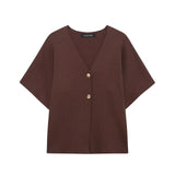 Fongt New Flat-Sleeve V-Neck Sports Knitwear Jacket 4192101