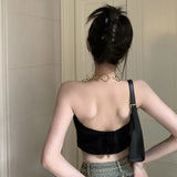 Women's Camisole Sleeveless Tank Tops Metal Halter Summer Korean Version-Outfit