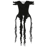 Fongt Cool Sister Style Lace Splicing Hollow Shoulder Vest Female Niche Irregular Thin Coat Summer