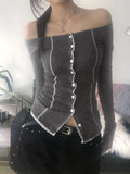 Fongt Style Anti-Car Repair Knitwear 2025 Autumn Collar New T-Shirt Solid Long-Sleeved Top
