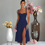 Fongt Spring And Summer New Fashion Leisure Tie To Repair The Fork With High-End Dress Woman
