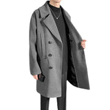 Woolen Coat Men's Knee-Long Ins Woolen Coat Autumn And Winter New Handsome Warm Trench Coat 2023-Outfit