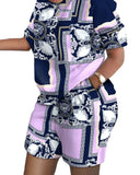 Fongt Women's Explosive Print Short Sleeve Two-Set Commuter
