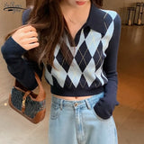 2021 Knitted Jumper Sweater V-neck Pullover New Fashion Sweater College Style Sweaters Bottoms Clothes Pull Femme