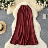 Fongt Sensed With The Frontal Half-Dress Woman 2025 New Light Luxury High-Rise Thin A-Word Bag With A Long Skirt With A Long Tail