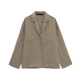 Fongt New Linen Long-Sleeved V-Neck Shirt 478620 Mid-Rise Shorts 4786202