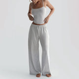 Fongt Women's Spring And Summer Slings With Slings With High Backs Tight Ropes Wide Legs Loose