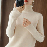 Turtleneck Women's Knitted Sweater Solid Loose Long Sleeve Autumn Sweaters Female Pullover Autumn Winter Warm Lady