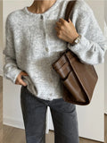 Fongt White With Soft Knitted Cardigan Female Retro Buckle Gray Wool Sweater Coat In Wind