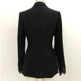 QUALITY 2023 Newest Designer Blazer Women's Slit Sleeve Lace Embellished Single Button Blazer