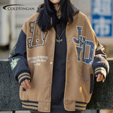 Bear Embroidered Baseball Jacket Coat Uniform Men Women Tide Ins Jacket Top Spring Loose Couple Street Bomber Jackets