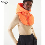 Cotton Padded Hooded Mock Neck Vest Women Fashion Versatile Clothing Accessories Zipper Sleeveless Jackets