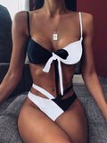 Fongt Swimwear New Swimsuit Bikini High Waist Leopard Print Splicing Bikini Women's Swimsuit Split-Outfit