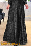 Women Sexy Sequins Shiny Party Pants Autumn New Casual Wide Leg Hem Pleated Trousers Ladies Fashion High Waist Office