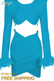 2023 New Women's White Sexy 2-Piece Set Skirt Skirt Feather Pleated Top Pencil Skirt Celebrity Party Bandage