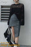 Leather Skirt PU Solid Asymmetric High Waist Wild Design Zipper Slim Casual Style 2023 Autumn Korean