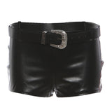 Fongt 2025 Autumn And Winter New Women's Clothing Jennie The Same Babes Leather Spliced Hanging Neck Vest Hip Shorts