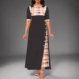 Fongt Large Number Of 2025 New Dress Burst Round Collar Bump Color Sleeve Irregular Long Dress