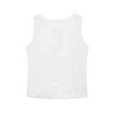 Fongt Sleeveless Round-Neck French Top 2025 Spring Quiet Luxury Lace Lace Linen Vest