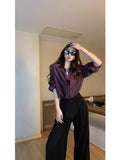 Fongt Money Wind Sunscreen Long-Sleeved Purple Shirt Coat Women Summer Acetic Yarn Ice Tuft