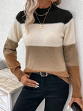 Fongt And Winter Hit Sweater Women's Suit Round Collar Long-Sleeved Knitted Shirt Casual Top