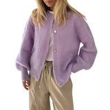 Solid Buttoned Cardigan-Outfit