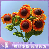 Fongt Woven Head Lily Rose Sunflower Sunflower Wool Knitting Flower Imitation Bouquet Finished-Outfit