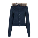 Fongt Hair Splicing Hooded Jacket 2025 Autumn Fashion Sweat Jacket New Top