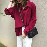 Arrival Women Wine Red Oversize Chiffon Blouse Batwing Sleeve Casual Solid Long Shirt Women's Chic Tops Feminina Blusa