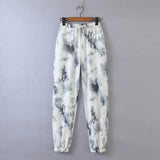 Tie Dye Printing Knitting Sports Pants 2020 New Female Letter Embroidery Loose Trousers