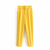 2024 New Pleated Multi-Color Harlan Pants Leisure Solid-Color Women's Pants Belt-Outfit