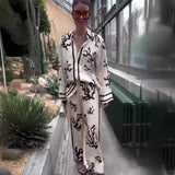 Fongt 2024 New Women's Fashion Print Jacket Acks Two-Piece Set-Outfit