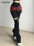 Emo Cargo Pants Techwear Hippie Baggy Jeans Mom Goth Punk Black Denim Trousers Cyber Y2k Pants Academic Dark Clothes