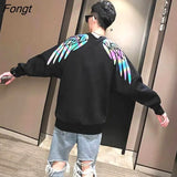 Hip Hop Reflective Hoodie Harajuku Loose Unisex Clothes Winter Pullover Wings Coat Women Punk Gothic Couple Hoodie