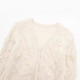 New Artificial Pearl Textured Knitted Coat 9598278-Outfit