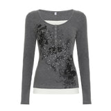 Fongt Prints Two Basic Long-Sleeved Hottie Bottom T-Shirt Top 2025 New Batch