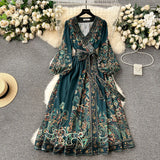 Fongt Early Spring New French High-End Feel One-Sape-Style T-Shirt With Belt-Print Dress Women's Light Luxury Elegant Long Dress