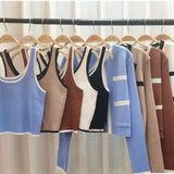 Fongt Bing Color Knitted Jersey Coat Women's Small Fragrant Summer New Sling Vest Short Top Two