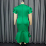 Fongt New Temperament Windy High-Waisted Fishtail Dress Solid-Color Party Commuter Dinner Dress Dress Dress