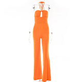 Bodycon Backless Sexy Strapless Women Jumpsuits Green Halter Hollow Out Slim Jumpsuits Summer Skinny Fashion