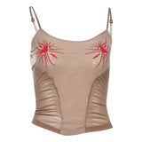 Fongt Spring Summer New Women's Fashion Slings Bare Back Print Short Repair Hottie Small Vest