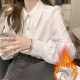 Fongt Linen Shirt Women's Summer Thin Old Money Liner Shirt Long Sleeve Sunscreen Cotton Top