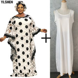 Lace African Dresses for Women Boubou Robe Femme African Dress Dashiki Embroidered Flower Kaftan Dress Africa Plus Size