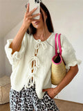 Fongt New Round Tie Nine-Sleeve Rope With Knitted Sweater Lazy Wind Coat