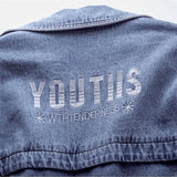 Spring Autumn Washed Denim Short Jacket Women Letter Embroidery Pocket Jean Outerwear Lady Loose Casual Tops Student
