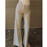 Fongt High-End Micro-Sleeking Casual Pants Women 2025 Spring New Slim Slim High Waist Loose Straight Broad Leg Pants