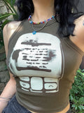 Printed y2k Cropped Tanks Grunge Fairycore Crop Top Sleeveless O Neck Corset Tops Female Summer Basic Tee Tops