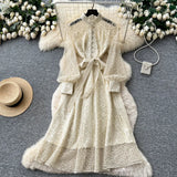 Fongt Fragrant High-End Autumn And Winter Round Collar With Thick Knitted Dress With Belts And Hips Skirt Sweater